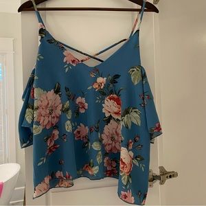Floral Cold Shoulder Blouse